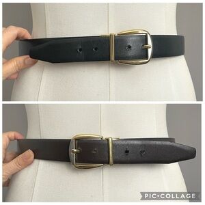 Vintage Black / Brown Reversible Dress Belt - 34” / 85cm